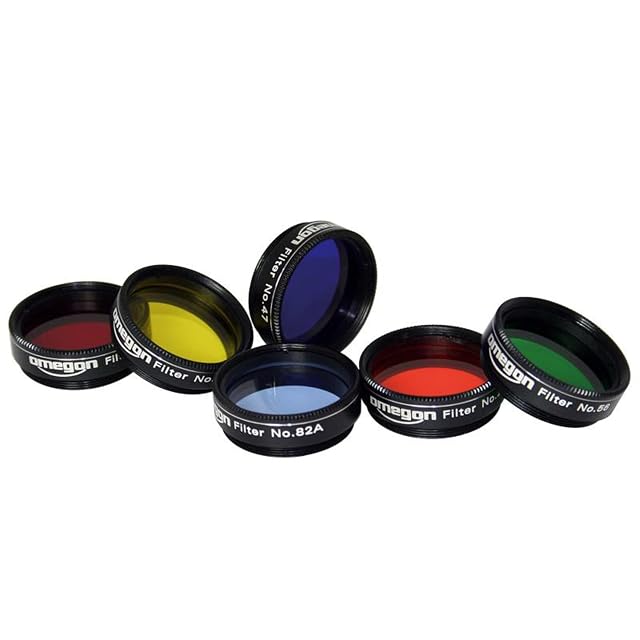 Juego de seis filtros de color Omegon de 31,75 mm en su estuche
