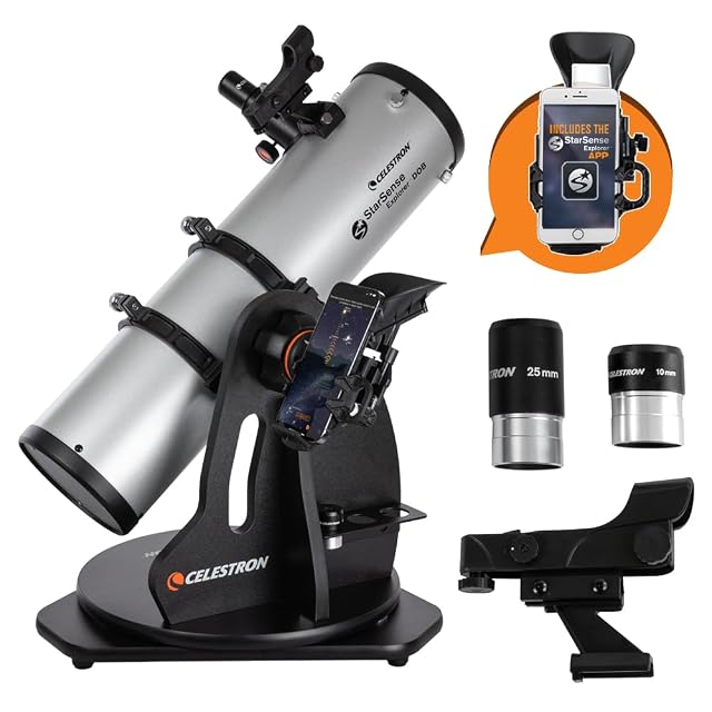 Dobson de mesa Celestron StarSense Explorer 130 con su soporte de móvil