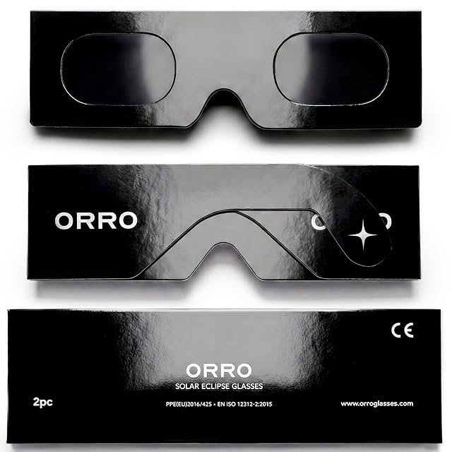Gafas de eclipse ORRO negras con montura de 45 mm