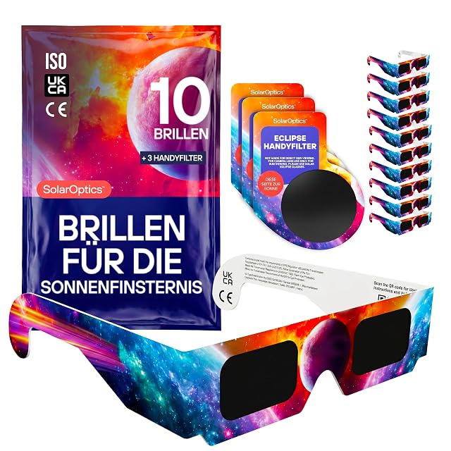 Pack de diez gafas de eclipse Solar Optics con filtros para móvil