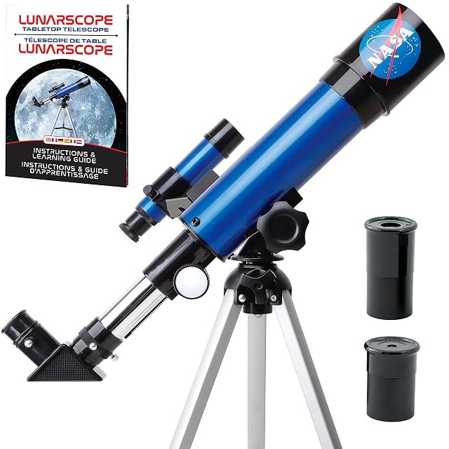 Telescopio lunar Blue Marble NASA sobre su trípode de mesa