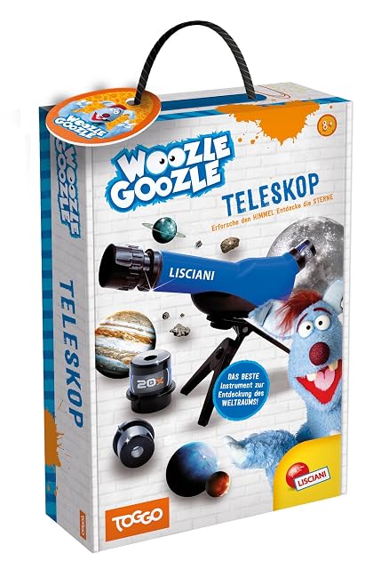 Telescopio infantil Lisciani Woozle Goozle con su maletín y su trípode de mesa