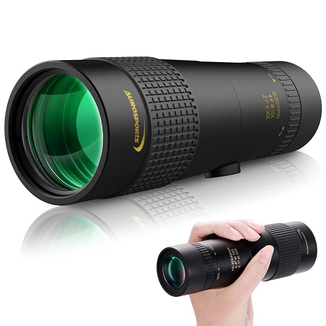 Monocular zoom Aurosports 10-30×40 con dos anillos de enfoque
