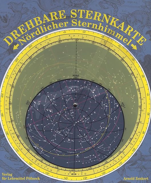 Planisferio giratorio para el cielo boreal con indicador de planetas