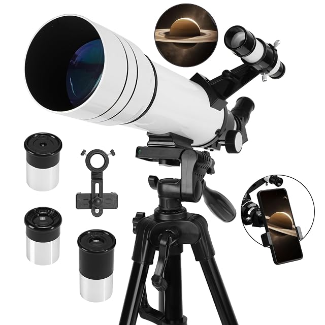 Refractor blanco BOSSDUN TW18 sobre su trípode de acero inoxidable